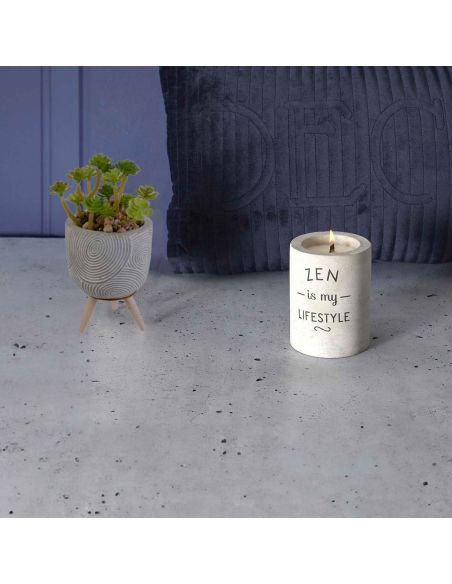 Plante Artificielle Pot en Ciment sur Pied en Bois