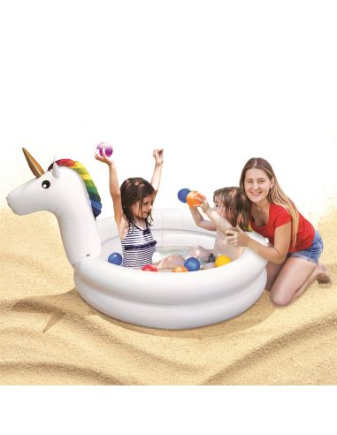Accessoires de Plage / Piscinette Licorne Gonflable / Dimensions : 192 x 130 x 95 cm
