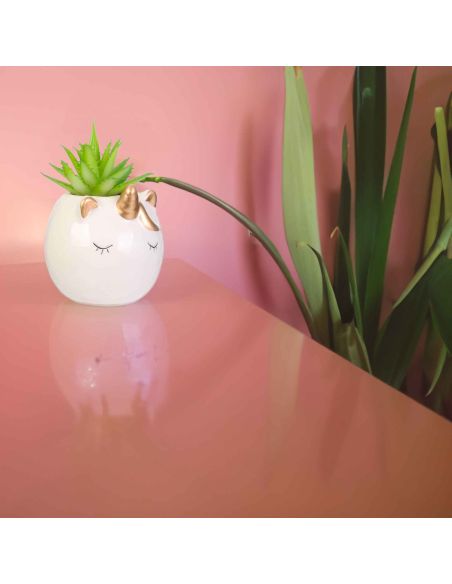Plante Artificielle avec Pot Chat ou Licorne en Céramique
