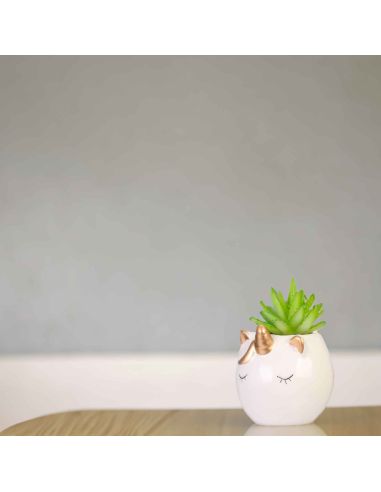 Plante Artificielle avec Pot Chat ou Licorne en Céramique
