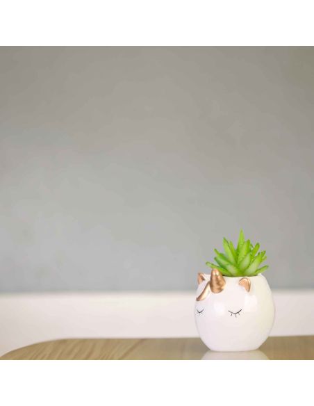 Plante Artificielle avec Pot Chat ou Licorne en Céramique