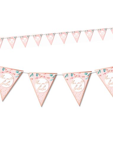 Guirlande 10 Fanion Baby Shower "Mon petit bébé" Rose