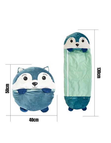 Sac de Couchage Loup avec Oreiller Intégré / Dimensions : 50 x 130 cm