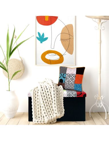 Coussin en Patchwork Déhoussable / Dimensions : 40 x 40 x 10 cm