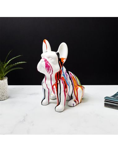 Bulldog Multicolore en Céramique / Hauteur : 30 cm