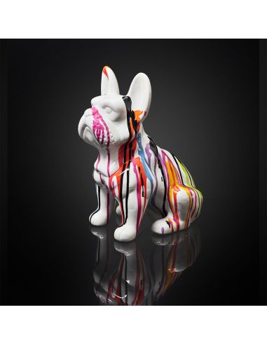 Bulldog Multicolore en Céramique / Hauteur : 30 cm