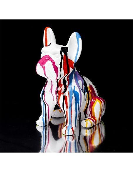 Bulldog Multicolore en Céramique / Hauteur : 30 cm