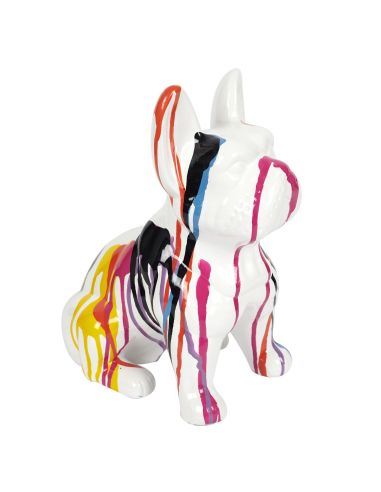 Bulldog Multicolore en Céramique / Hauteur : 30 cm