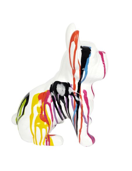 Bulldog Multicolore en Céramique / Hauteur : 30 cm