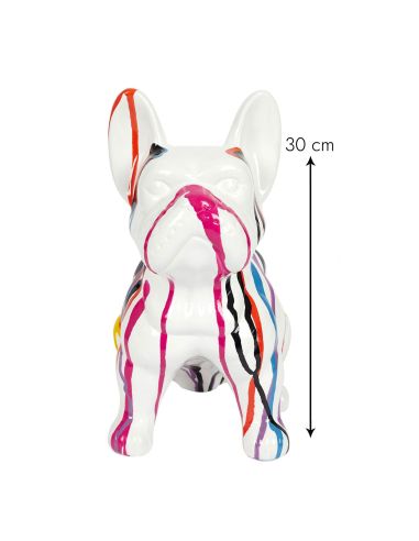 Bulldog Multicolore en Céramique / Hauteur : 30 cm