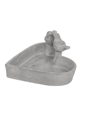Décoration Extérieure / Bain pour Oiseau Forme Cœur en Ciment / Dimensions : 20 x 20 x 10 cm