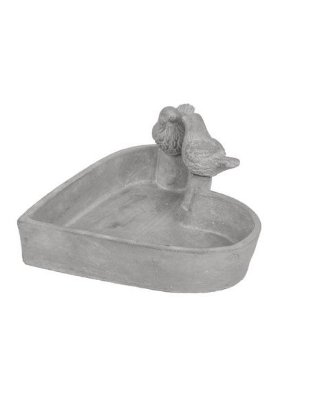 Décoration Extérieure / Bain pour Oiseau Forme Cœur en Ciment / Dimensions : 20 x 20 x 10 cm