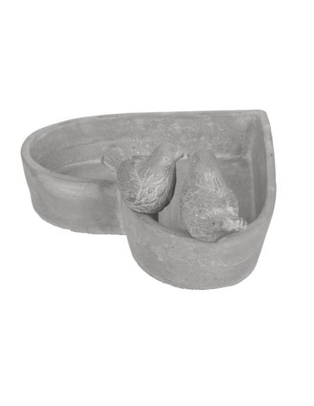 Décoration Extérieure / Bain pour Oiseau Forme Cœur en Ciment / Dimensions : 20 x 20 x 10 cm