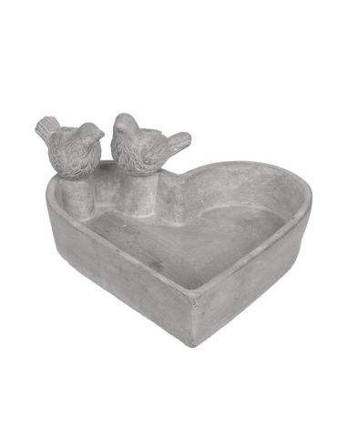 Décoration Extérieure / Bain pour Oiseau Forme Cœur en Ciment / Dimensions : 20 x 20 x 10 cm
