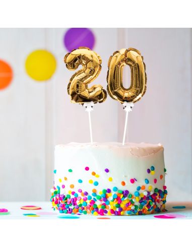 Accessoire Fêtes / Ballon Doré Décoration Gâteau Chiffre 2 / Dimension : 15 x 10 cm