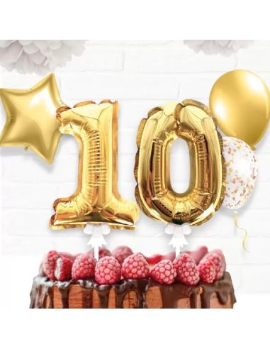 Accessoire Fêtes / Ballon Doré Décoration Gâteau Chiffre 1 / Dimension : 15 x 10 cm