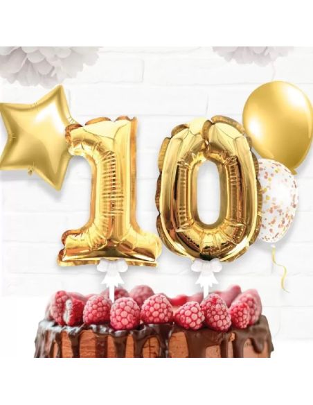 Accessoire Fêtes / Ballon Doré Décoration Gâteau Chiffre 1 / Dimension : 15 x 10 cm