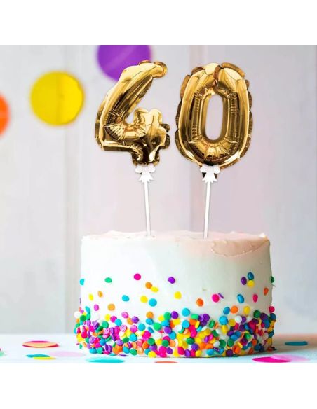 Accessoire Fêtes / Ballon Doré Décoration Gâteau Chiffre 4 / Dimension : 15 x 10 cm