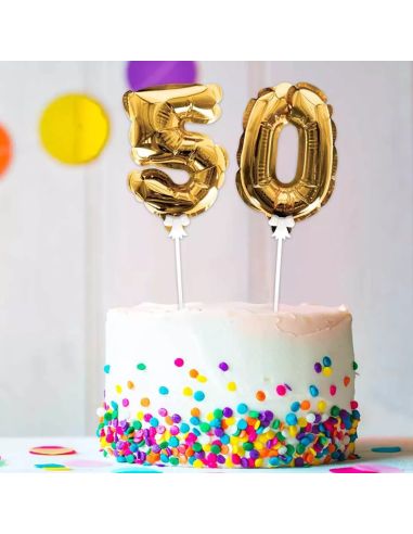 Accessoire Fêtes / Ballon Doré Décoration Gâteau Chiffre 5 / Dimension : 15 x 10 cm