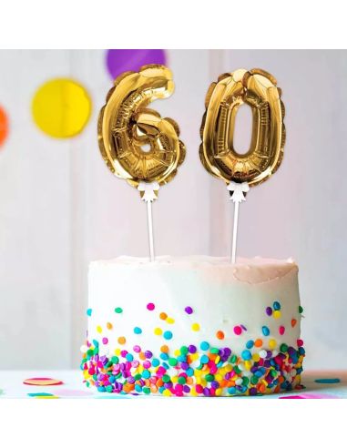 Accessoire Fêtes / Ballon Doré Décoration Gâteau Chiffre 6 / Dimension : 15 x 10 cm