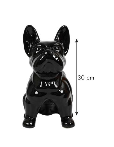 Bulldog Noir en Céramique / Hauteur : 30 cm