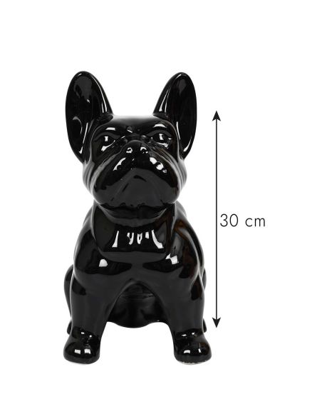 Bulldog Noir en Céramique / Hauteur : 30 cm