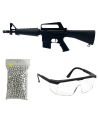 Pack airsoft Fusil M16 / Modèle à Ressort / Plastique ABS / Livré avec Accessoires