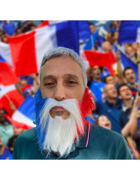 Barbe avec élastique Bleu, Blanc, Rouge - Taille Unique