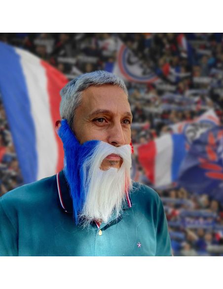 Barbe avec élastique Bleu, Blanc, Rouge - Taille Unique