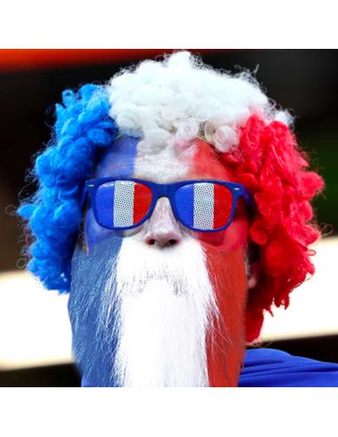 Barbe avec élastique Bleu, Blanc, Rouge - Taille Unique