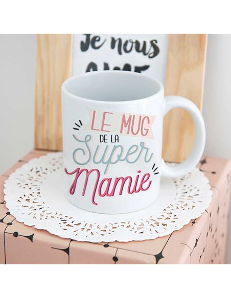 Mug "Le Mug de la Super Mamie"- Dimensions : 11,5 x 9,7 x 8 cm