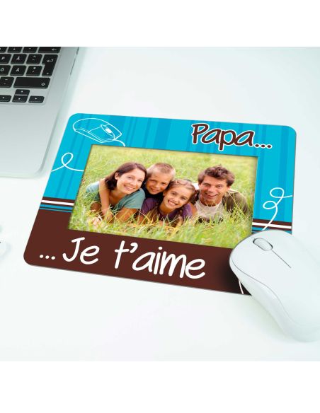 Tapis de Souris Cadre Photo " Papa Je t'aime" - Dimensions : 21 x 18 cm x 0,5 cm