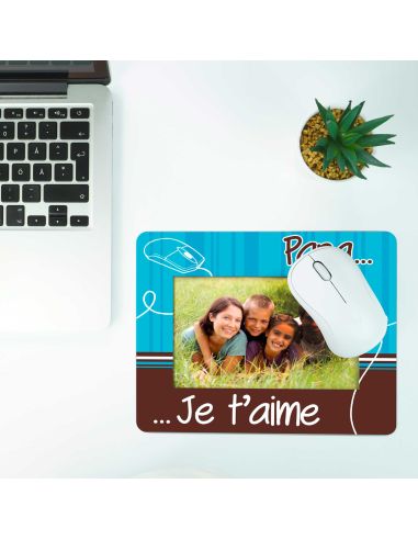 Tapis de Souris Cadre Photo " Papa Je t'aime" - Dimensions : 21 x 18 cm x 0,5 cm