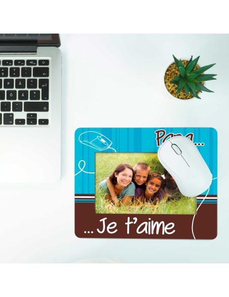 Tapis de Souris Cadre Photo " Papa Je t'aime" - Dimensions : 21 x 18 cm x 0,5 cm