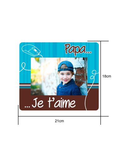 Tapis de Souris Cadre Photo " Papa Je t'aime" - Dimensions : 21 x 18 cm x 0,5 cm