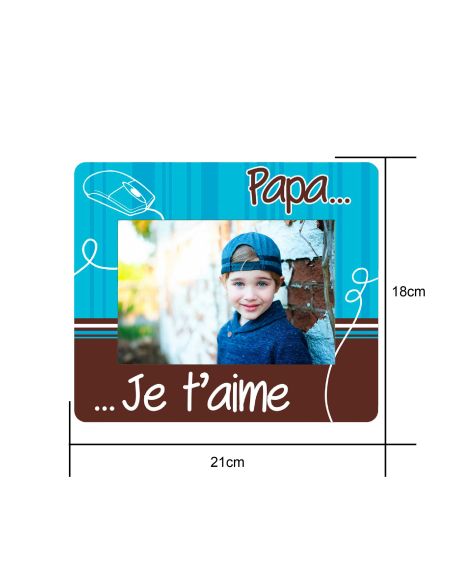 Tapis de Souris Cadre Photo " Papa Je t'aime" - Dimensions : 21 x 18 cm x 0,5 cm