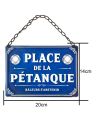 Plaque Murale en Métal "Place de la Pétanque" - Dimensions : 20 x 14 x 0,5 cm