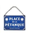Plaque Murale en Métal "Place de la Pétanque" - Dimensions : 20 x 14 x 0,5 cm