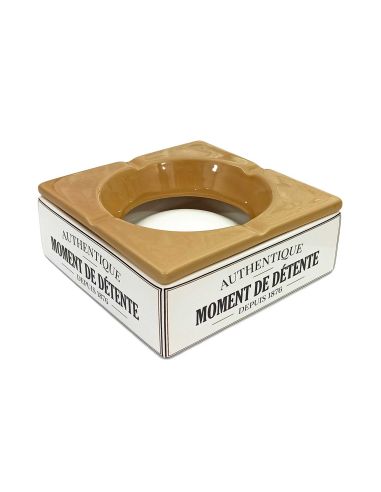 Cendrier Carré "Moment de Detente"/ Dimensions : 16 x 16 x 6 cm