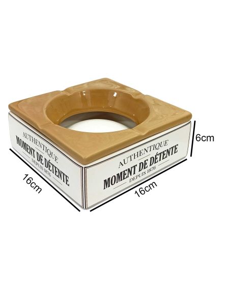 Cendrier Carré "Moment de Detente"/ Dimensions : 16 x 16 x 6 cm