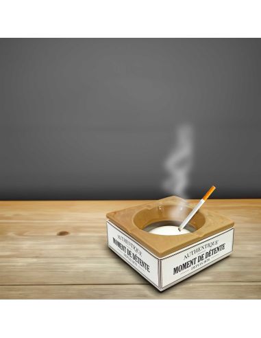 Cendrier Carré "Moment de Detente"/ Dimensions : 16 x 16 x 6 cm