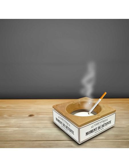 Cendrier Carré "Moment de Detente"/ Dimensions : 16 x 16 x 6 cm