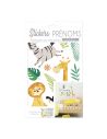 Planche adhésive de stickers enfant motifs "Prénom Savane"