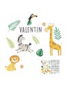 Planche adhésive de stickers enfant motifs "Prénom Savane"