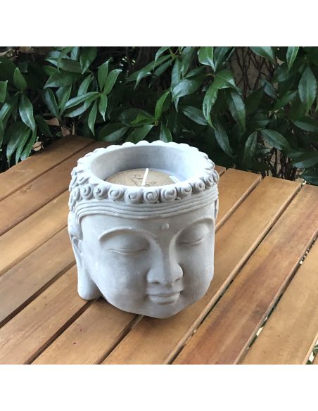 Bougie Tête de Bouddha / Dimensions : 13,5 x 13 cm / Matière: Ciment et Cire