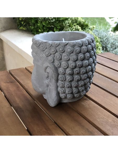 Bougie Tête de Bouddha / Dimensions : 13,5 x 13 cm / Matière: Ciment et Cire