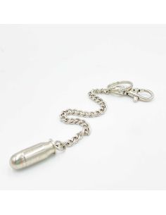 Porte-clé / Balle Factice 9mm avec Anneau, Chaine et Crochet / Matière Métal 2