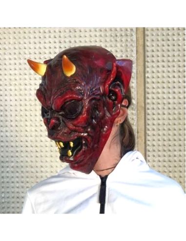 Masque Démon Cornu avec Elastique de Maintient - Taille Unique