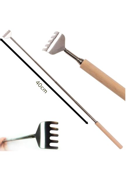 Relaxation Corporelle / Gratte-dos téléscopique en métal avec manche en bois