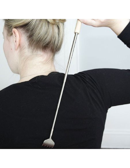 Relaxation Corporelle / Gratte-dos téléscopique en métal avec manche en bois